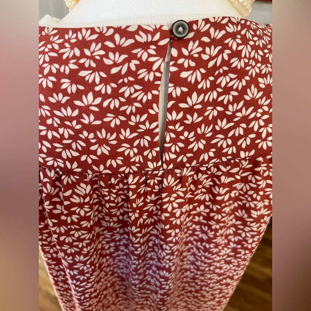 LOFT Terracotta Leaf Print Blouse - Picture 5 of 10